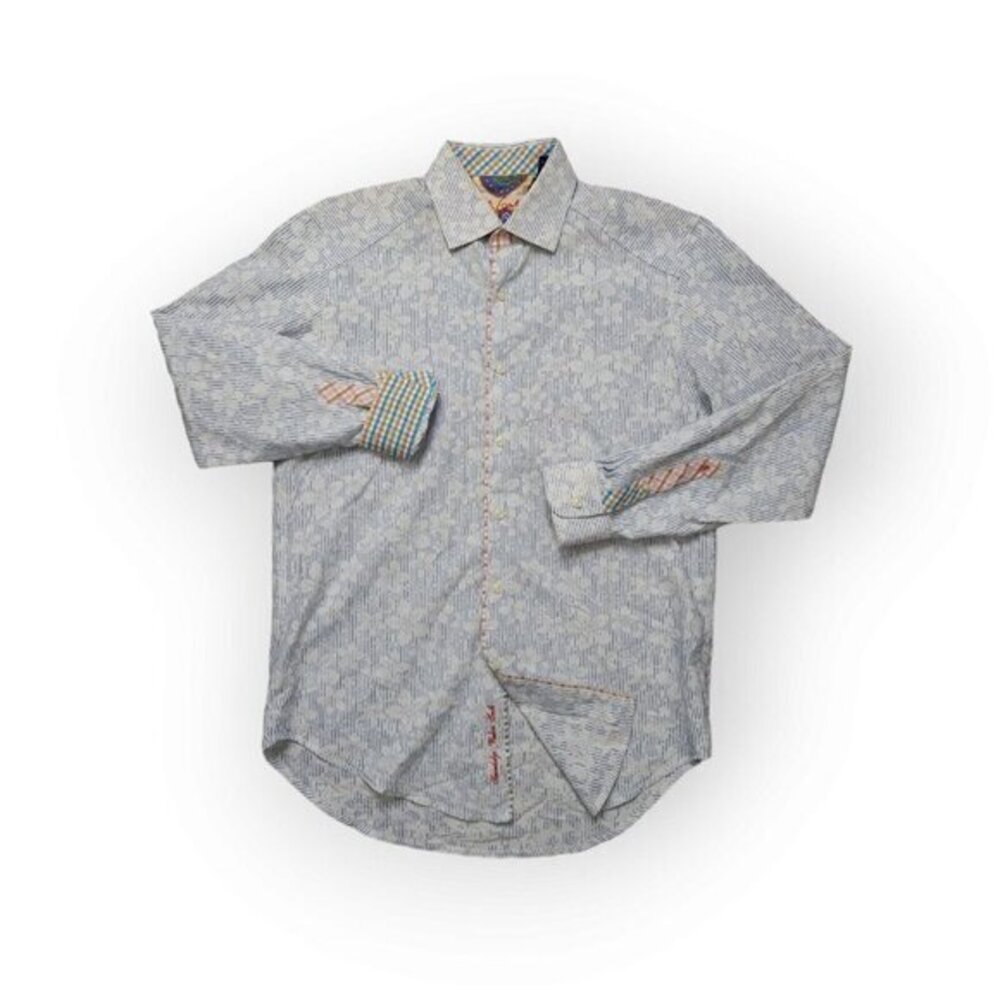 Vintage Robert Graham Floral Button Up Long Sleeve Flip Cuff Shirt Mens Medium